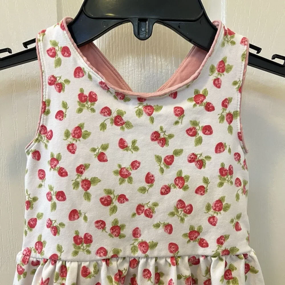 Ralph Lauren Strawberry Stretch Jersey Dress Criss-Cross Straps Girls 18 Months